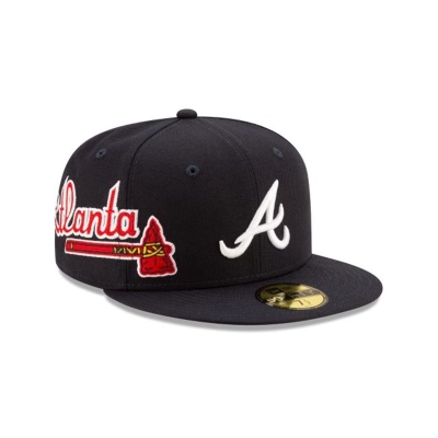 Atlanta Braves Gorra | New Era MLB Slant 59fifty Fitted Cap Mexico - Azules